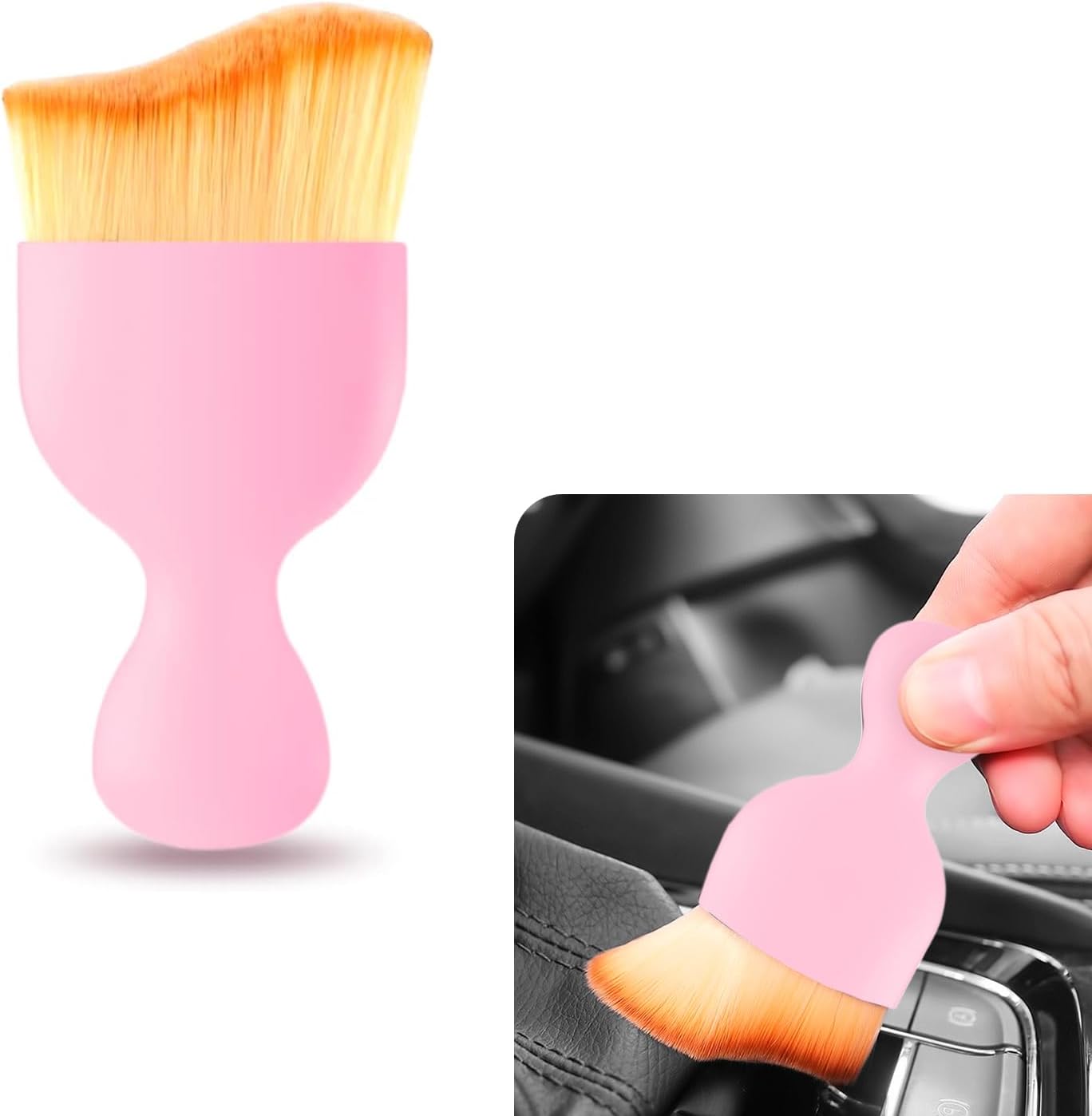 1 cepillo de limpieza interior del automóvil, cepillo para polvo, cepillo de belleza con detalle de cerdas suaves, salida de aire acondicionado,