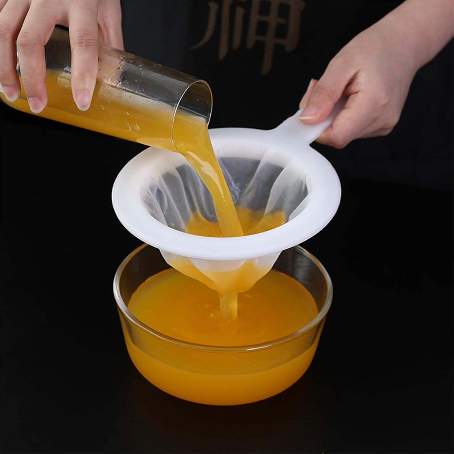 AODERTI Coladores de malla para cocina, colador de nailon ultrafino de 5.4 pulgadas, pequeño tamiz de plástico de malla fina con asa, herramientas