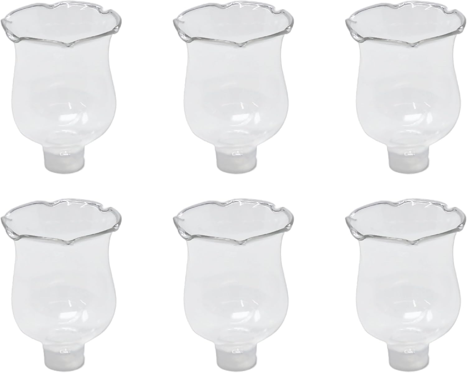 Clear Glass Votive Cups with Peg 6 Pack, Tulip Votive for Candelabra Candle Holder, Home Interior Candle Sconce Glass Replacement Parts, Shabbat