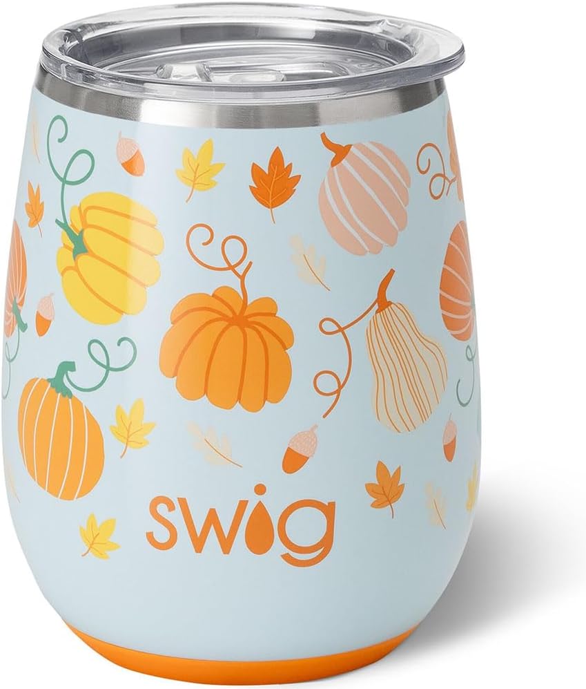 Swig Life Vaso de vino aislado de 14 onzas con tapa, 40+ opciones de patrón, apto para lavavajillas, capacidad para 2 vasos, copa de vino de acero