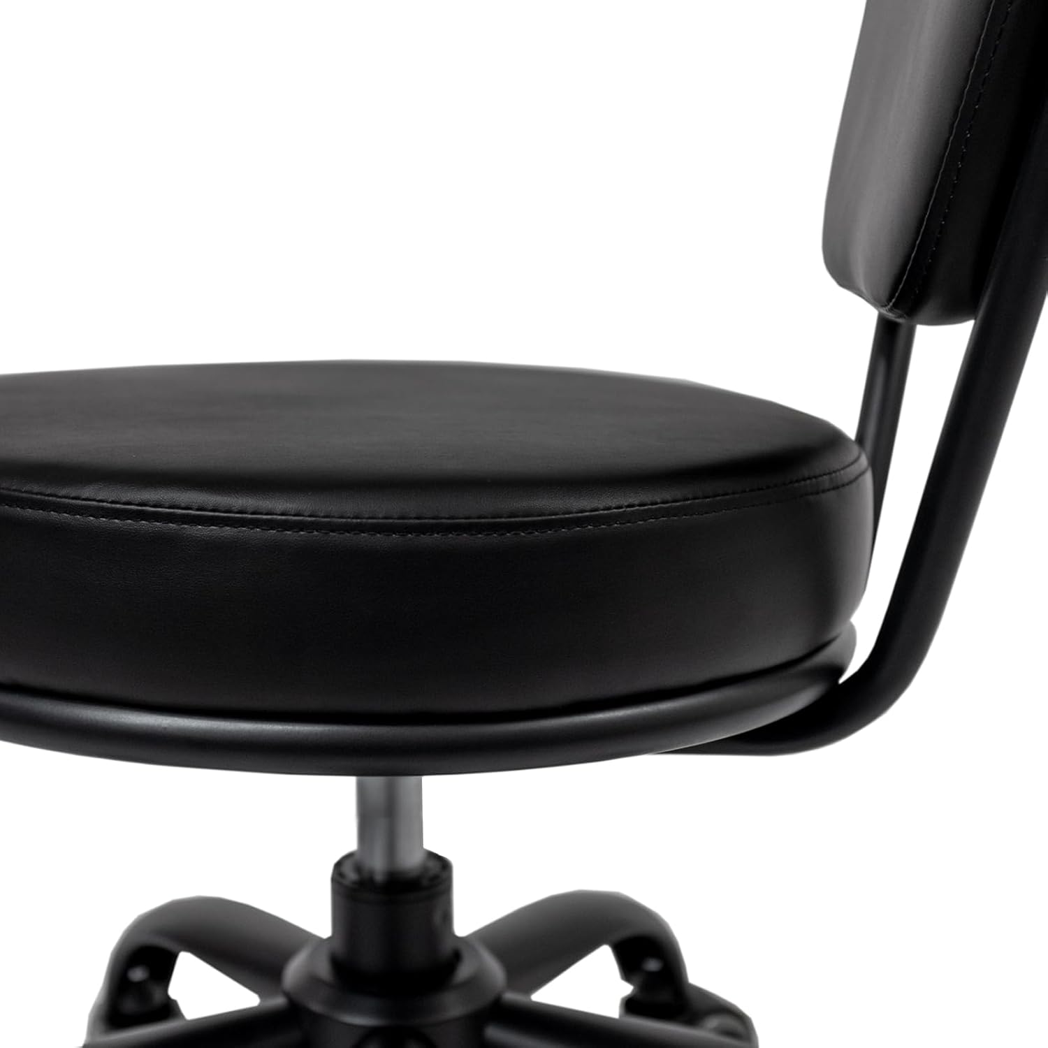 Dayton Taburete de pedicura (negro mate) neumático, altura ajustable, perfecto para salón de uñas, pedicura spa