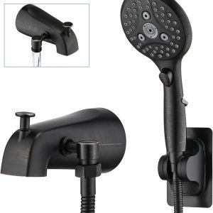 PROOX Grifo de bañera de metal con rociador de bronce aceitado, 6 ajustes de ducha de mano con interruptor de pausa de encendidoapagado, grifo de PROOX Grifo de bañera de metal con rociador de bronce aceitado, 6 ajustes de ducha de mano con interruptor de pausa de encendidoapagado, grifo de