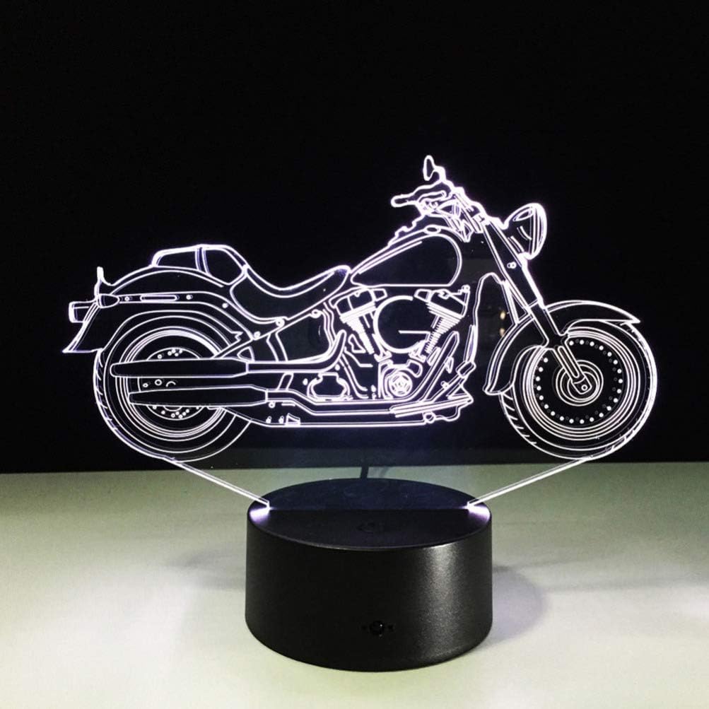 Mobestech 3D motocicleta luz nocturna 3D ilusión lámpara LED motocicleta lámparas de mesa 7 colores luz táctil dormitorio decoraciones centros de