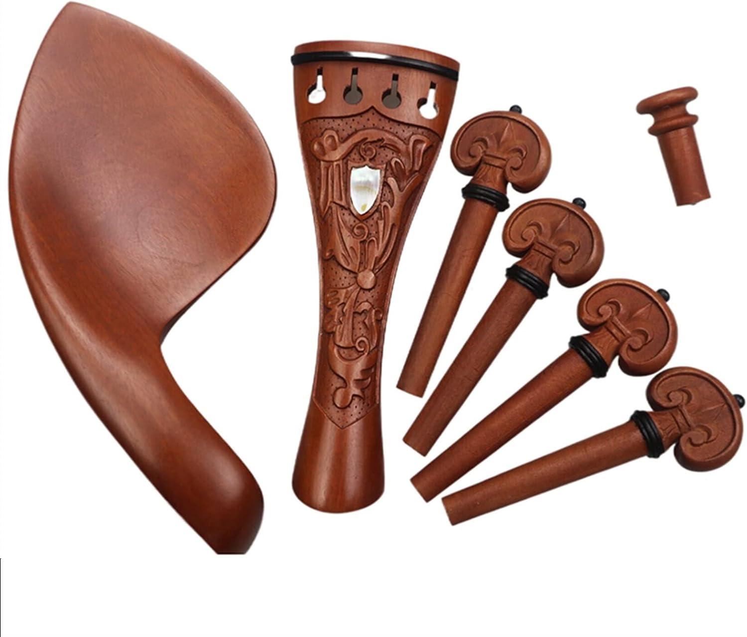 Profesional Violín Piezas Accesorios 44 Jujube Madera Violín Pegs Tailpiece Chinrest Endpin Fiddle Fittings