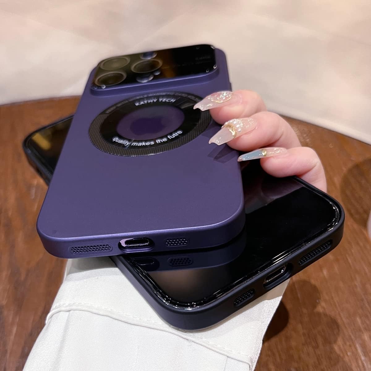Funda magnética para iPhone 13 Pro, vista del logotipo, protector de cámara de lente de cristal de ventana, compatible con Magsafe, fundas duras a