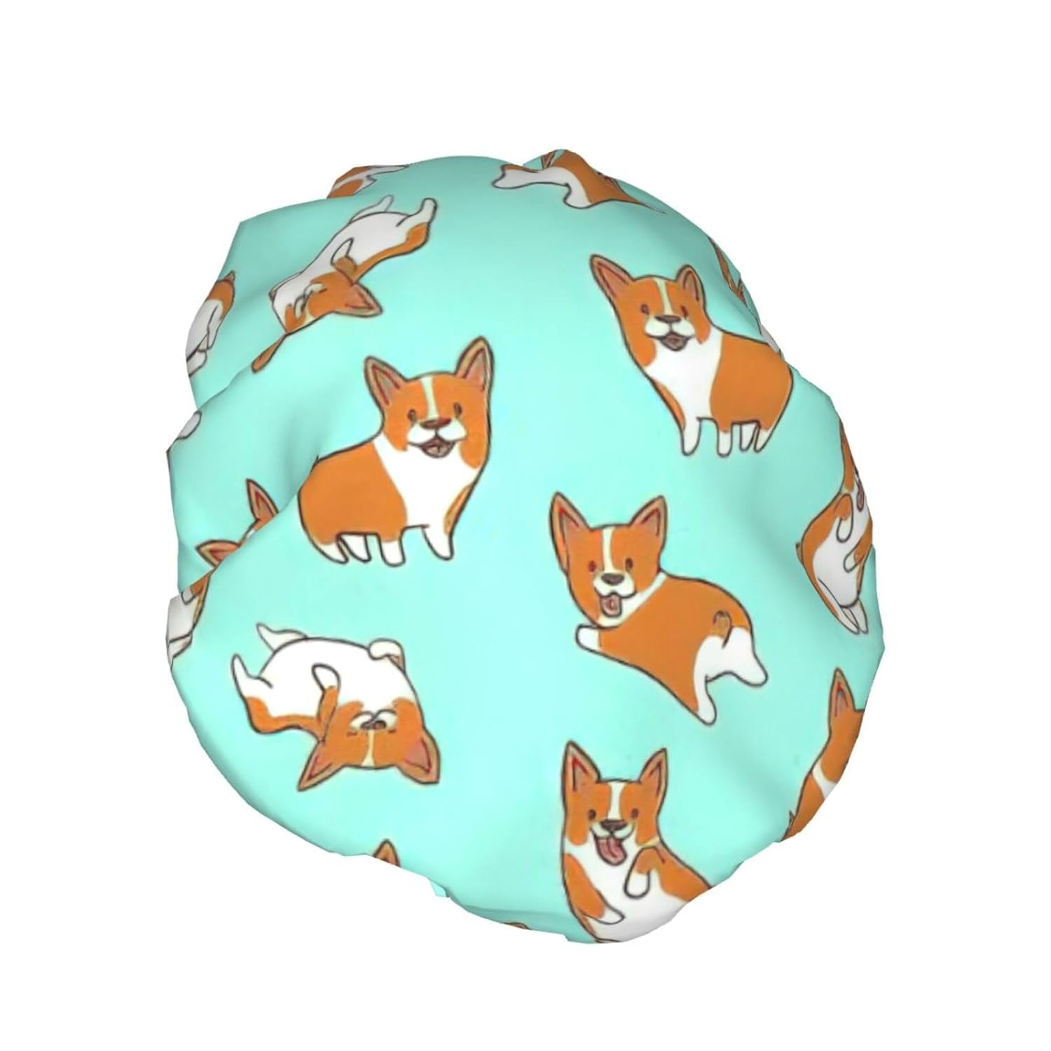 Corgi – Gorro de ducha impermeable de doble capa con estampado de perro, adecuado para todas las longitudes de cabello (10.6 x 4.3 pulgadas)