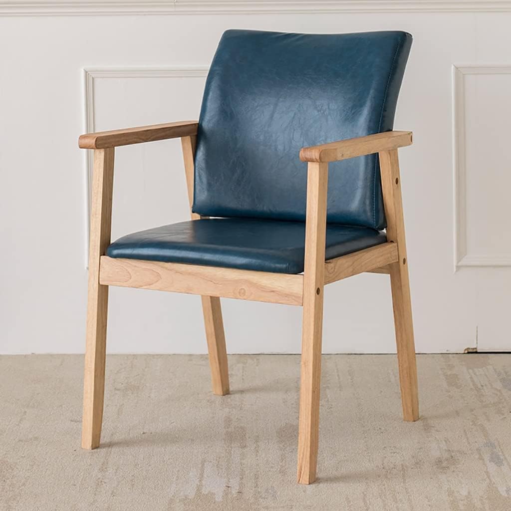 Silla de comedor, altura de sentado, sillón de 18.9 in, cojín de cuero de cera de aceite de fácil cuidado, silla de escritorio para dormitorio,