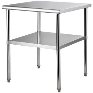 VEVOR Stainless Steel Prep Table, 30 x 30 x 36 Inch, 800lbs Load Capacity Heavy Duty Metal Worktable with Adjustable Undershelf & Feet, Commercial VEVOR Stainless Steel Prep Table, 30 x 30 x 36 Inch, 800lbs Load Capacity Heavy Duty Metal Worktable with Adjustable Undershelf & Feet, Commercial