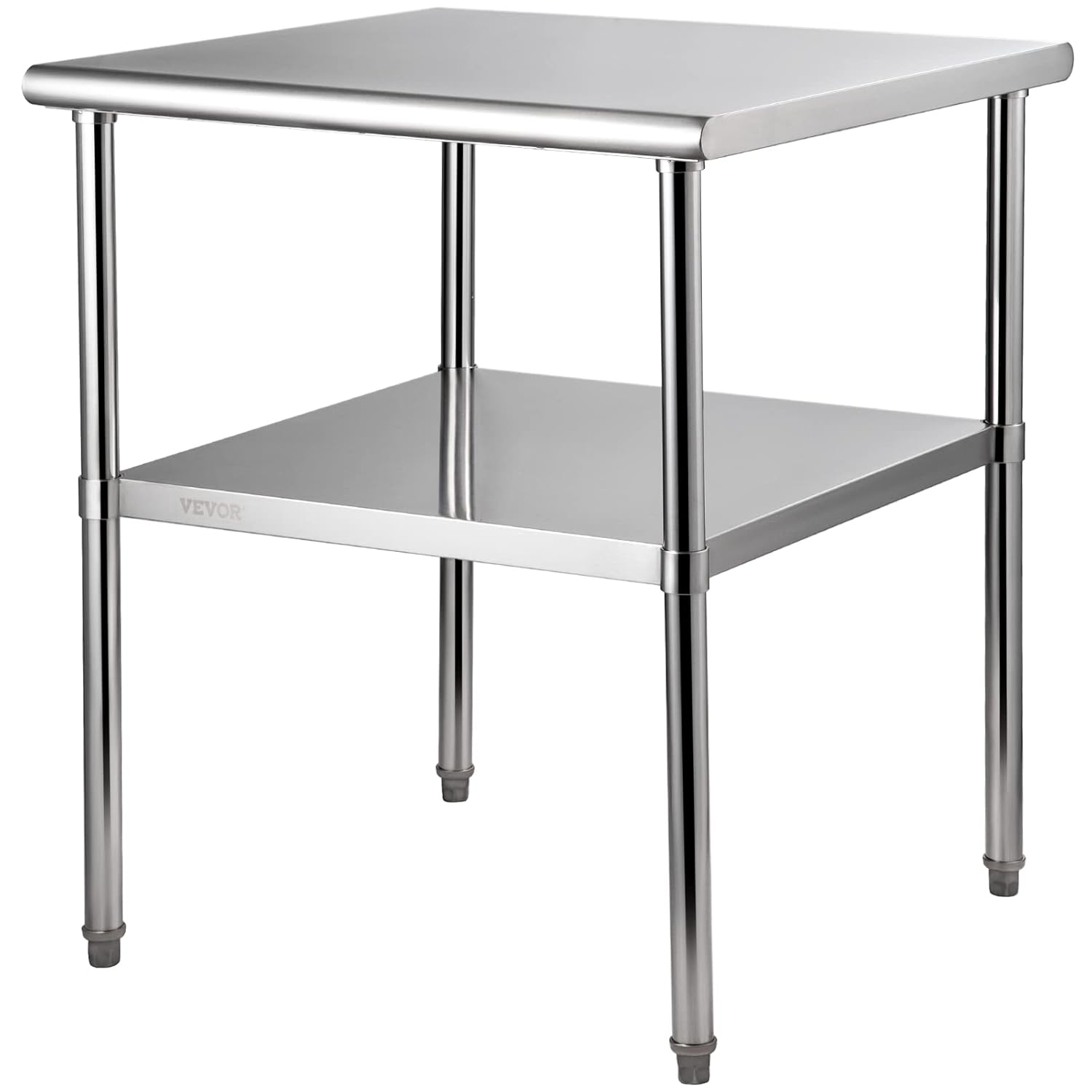 VEVOR Stainless Steel Prep Table, 30 x 30 x 36 Inch, 800lbs Load Capacity Heavy Duty Metal Worktable with Adjustable Undershelf & Feet, Commercial