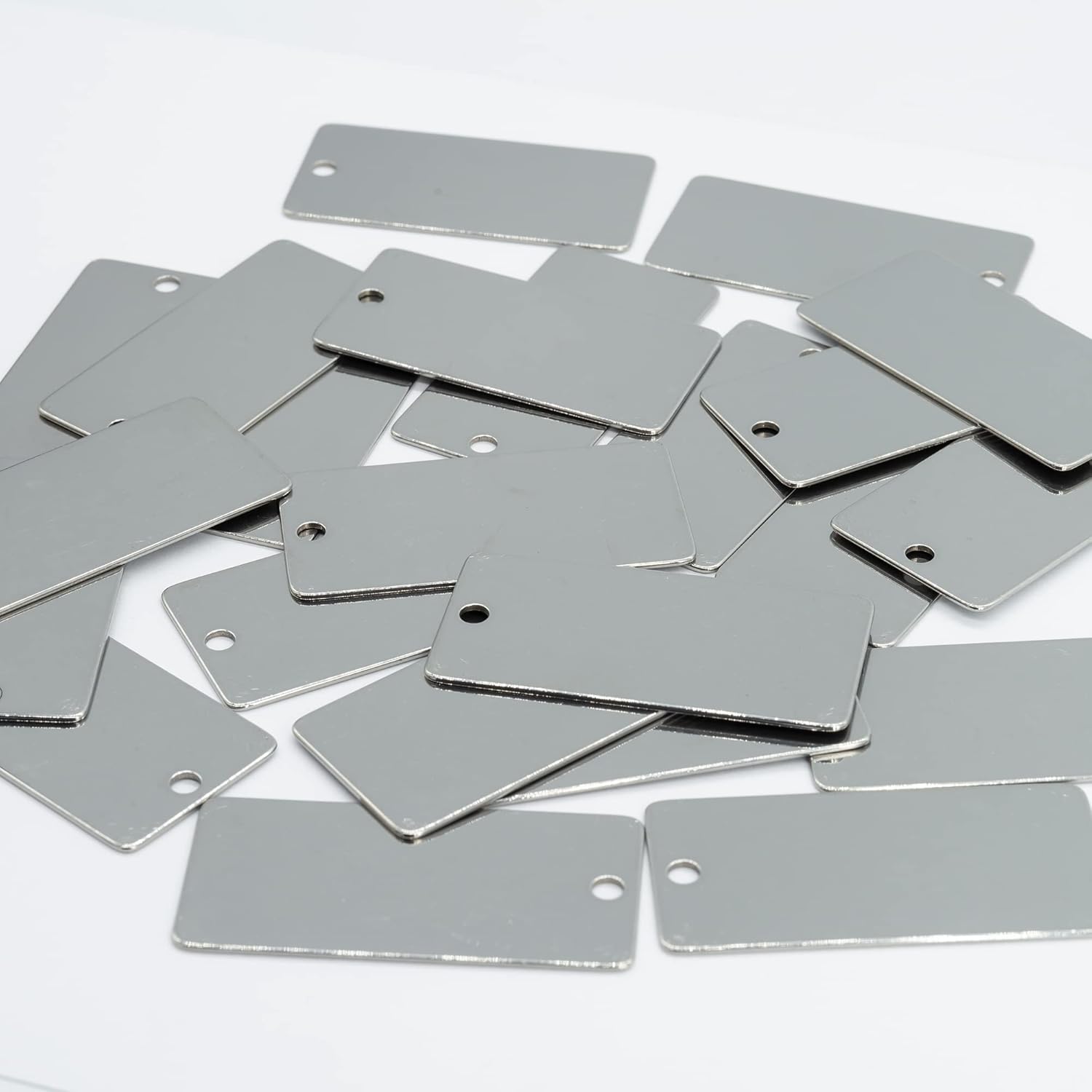 StayMax Etiquetas rectangulares de acero inoxidable para grabado de metal, 1 x 2 pulgadas, 25 unidades