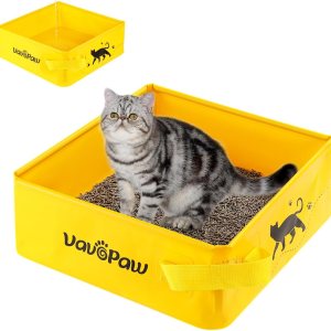 Caja de arena portátil de viaje para gatos con asas, caja de arena portátil para gatos sin fugas, bandeja abierta para gatos para acampar al aire Caja de arena portátil de viaje para gatos con asas, caja de arena portátil para gatos sin fugas, bandeja abierta para gatos para acampar al aire