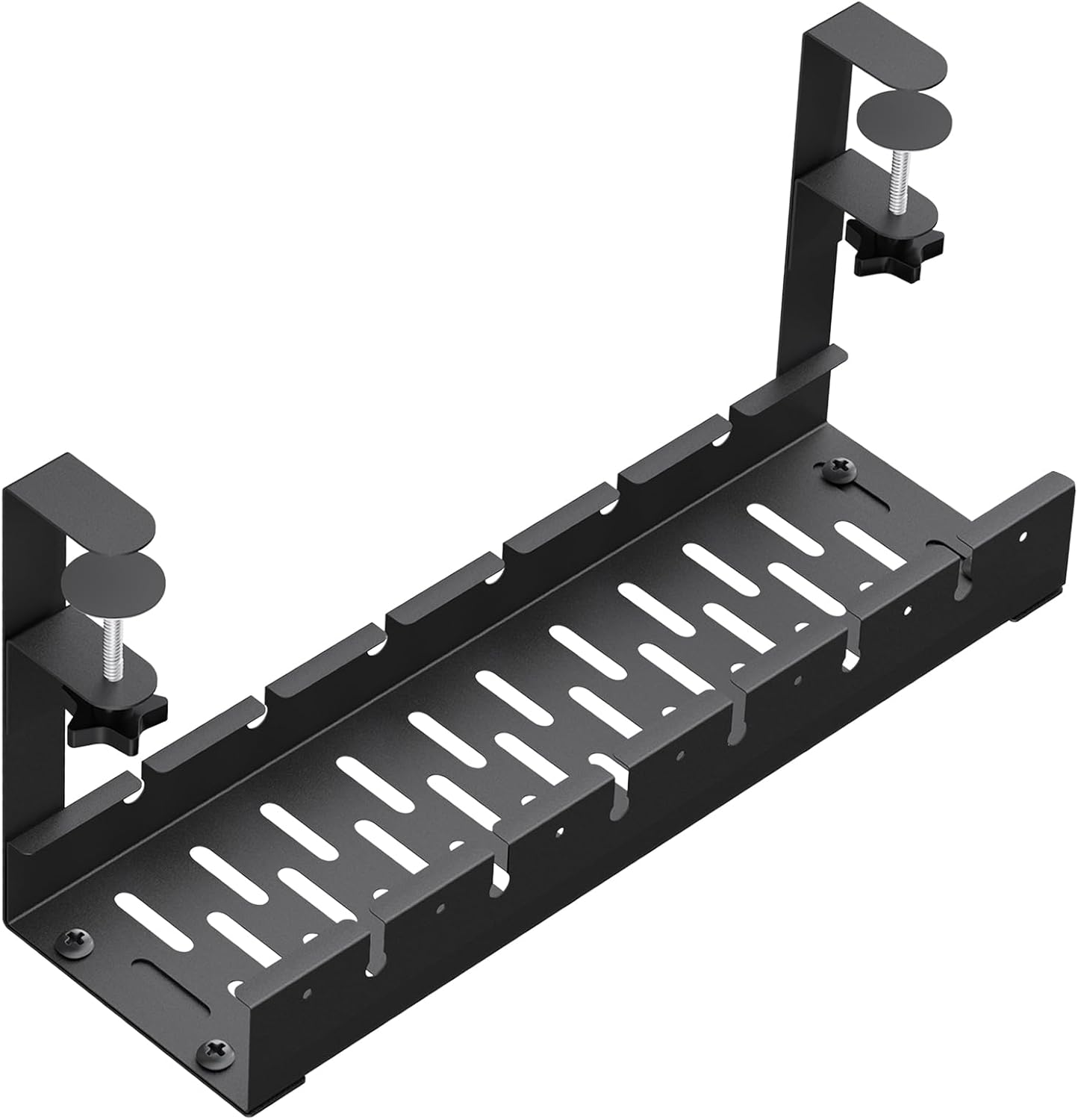 Gestión de cables extensible para debajo del escritorio, bandeja de gestión de cables de metal (paquete de 1)