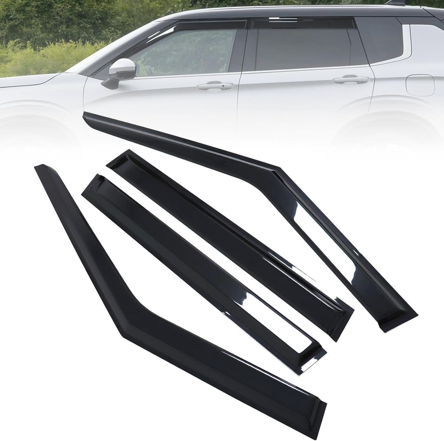 MOFANS Visera de ventana negra para Mitsubishi Outlander 2022 2023 4 puertas deflectores de ventana de sol y lluvia, 4 piezas