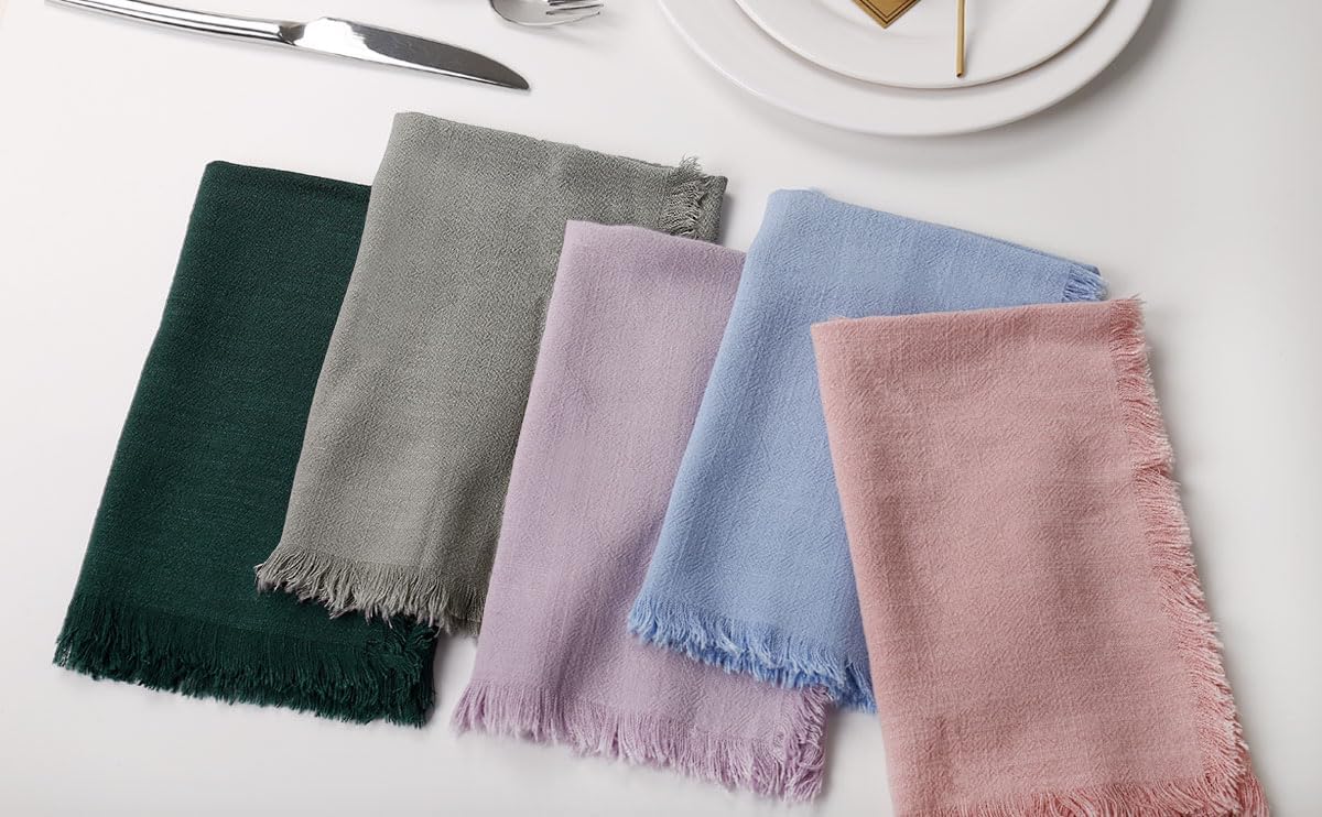 Juego de 8 servilletas de lino elegantes y duraderas para bodas, ocasiones especiales y uso diario, tela suave y absorbente, lavable a máquina y