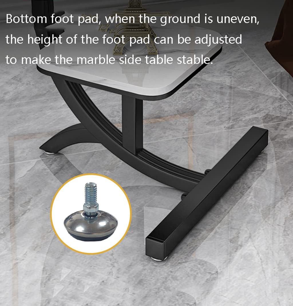 Mesa auxiliar de sofá de mármol de lujo de 2 niveles para sala de estar, sofá, mesa auxiliar, mesita de noche (blanco + negro)