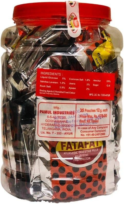 Fatafat Ayurvedic Digestive Pills (60 bolsas x 12 gramos), Fresh Stock Shipping Directly from India