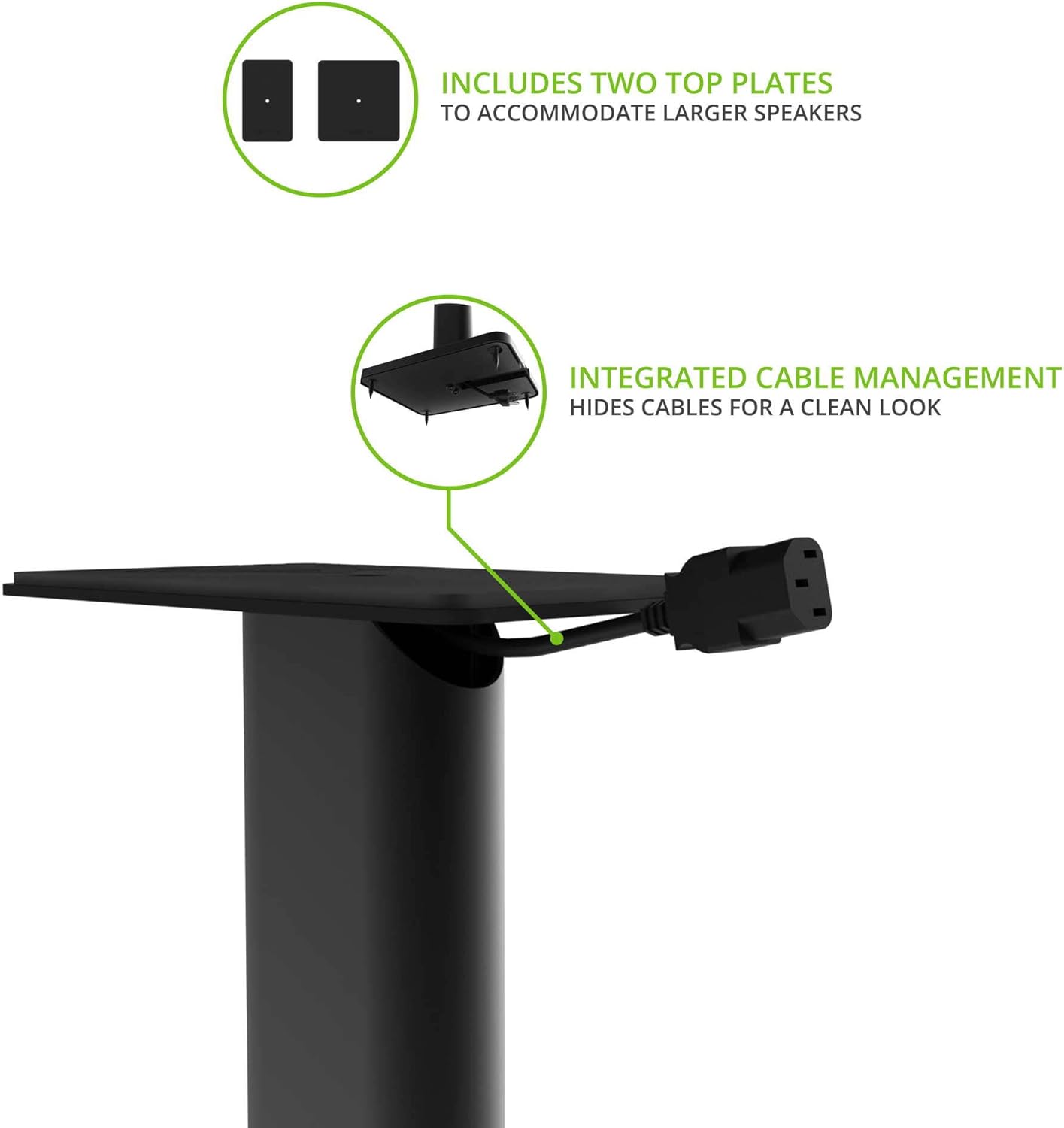 Kanto YU6MB – Altavoces de estantería de 200 W con Bluetooth, negro mate (par) SP26PL Soportes de altura fija de 26 pulgadas para altavoces de