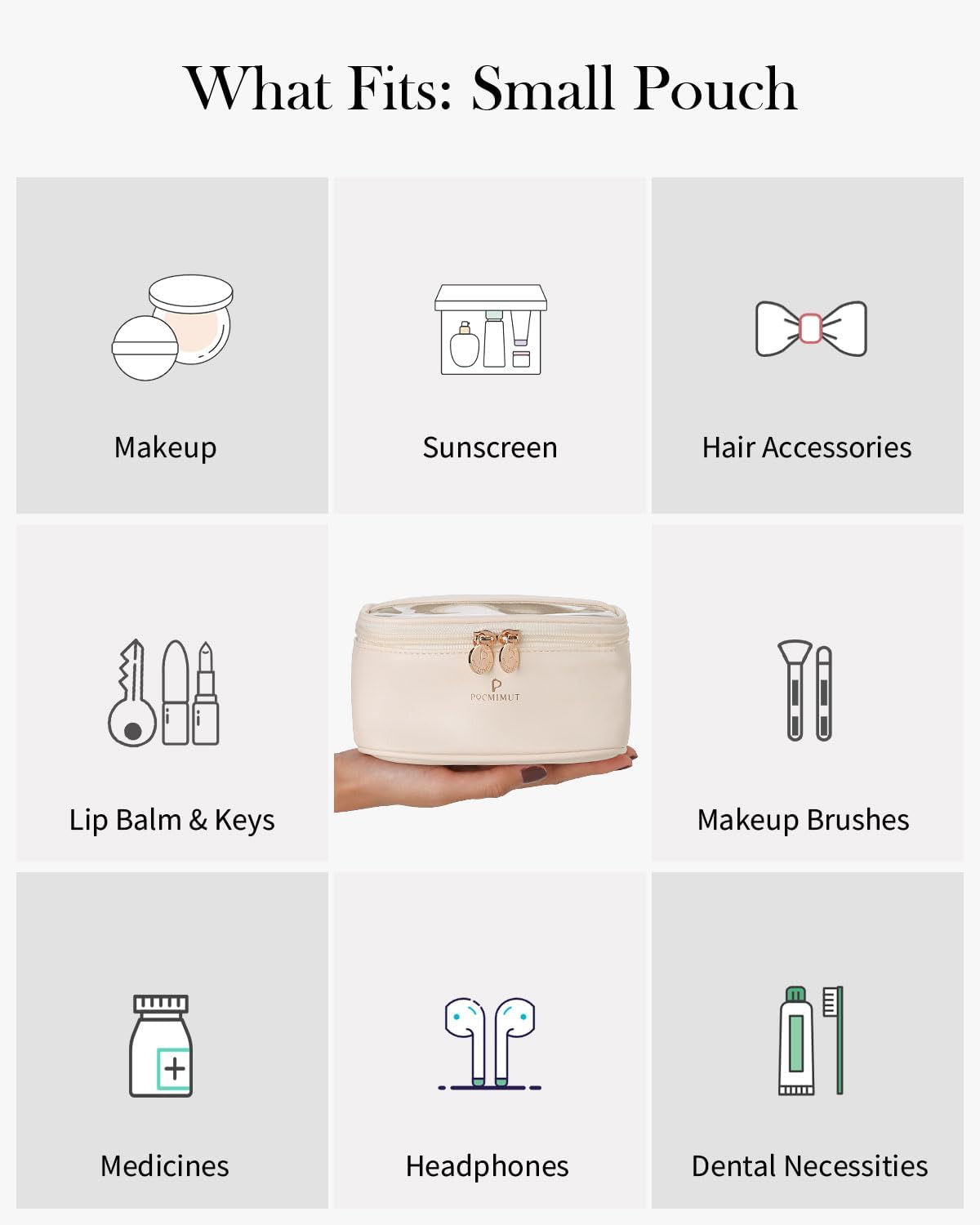 Pocmimut Bolsa de maquillaje transparente, bolsa de cosméticos de piel sintética, bolsa de maquillaje, accesorios de automóvil, organizador de