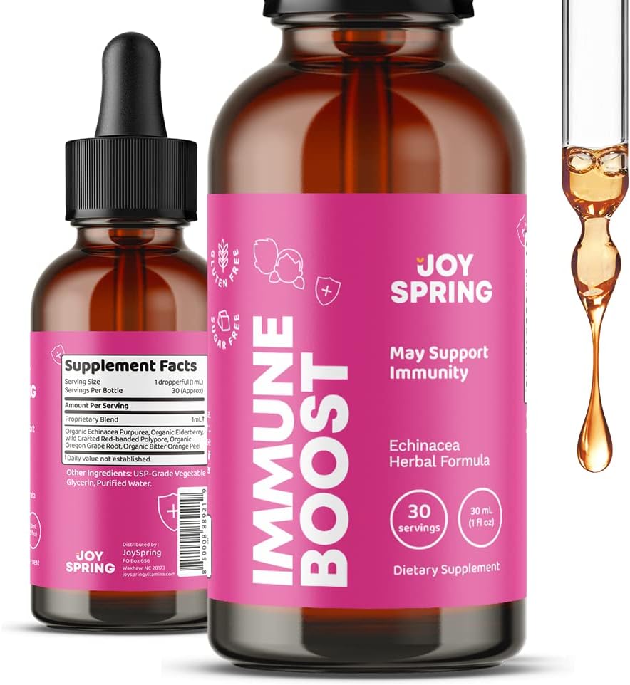 JoySpring Probióticos para niños pequeños con sabor a fresa – Probióticos de goma para niños y líquido multivitamínico para niños pequeños