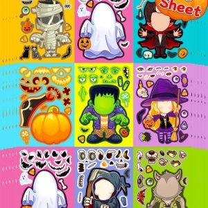 Benresive 40 hojas de calcomanías de Halloween para niños, manualidades de Halloween, regalos de fiesta para niños, calcomanías de juegos de fiesta Benresive 40 hojas de calcomanías de Halloween para niños, manualidades de Halloween, regalos de fiesta para niños, calcomanías de juegos de fiesta