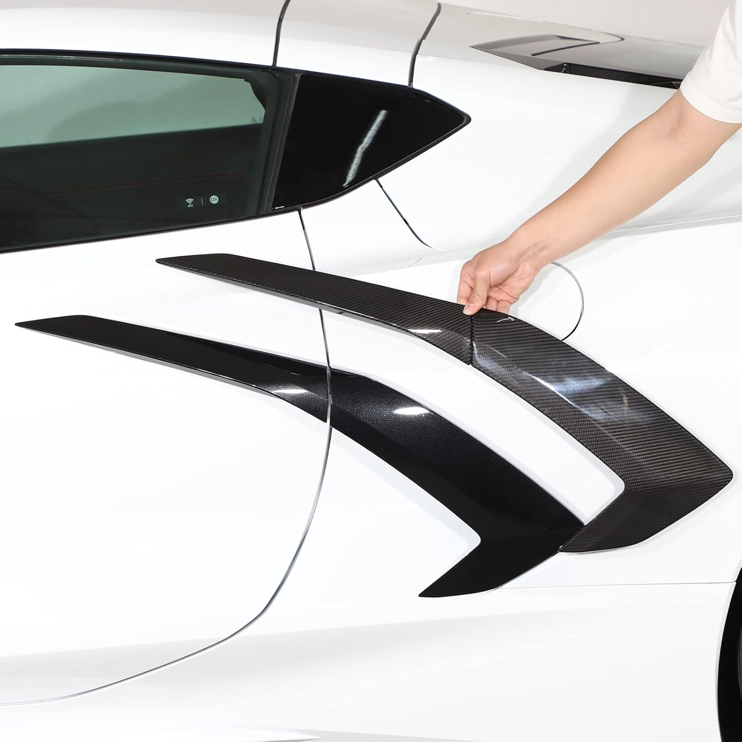 Cubierta de salida de aire exterior de fibra de carbono 100% real para Chevrolet Corvette C8 2020-2023, accesorios de ventilación lateral de