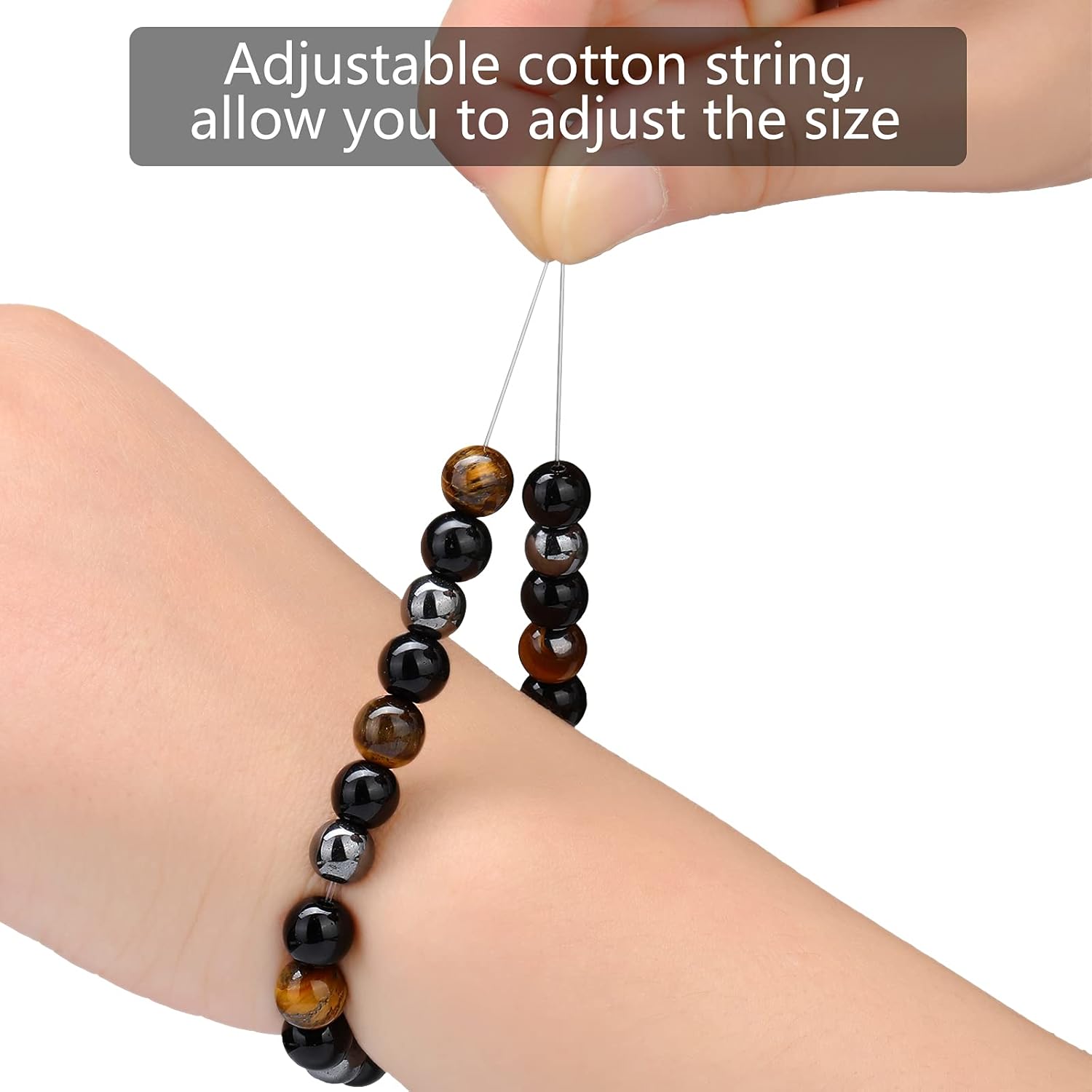 4 pulseras de cuentas de ojo de tigre, pulsera para aliviar el estrés y la ansiedad, pulseras difusoras de aceite esencial de piedra de lava,