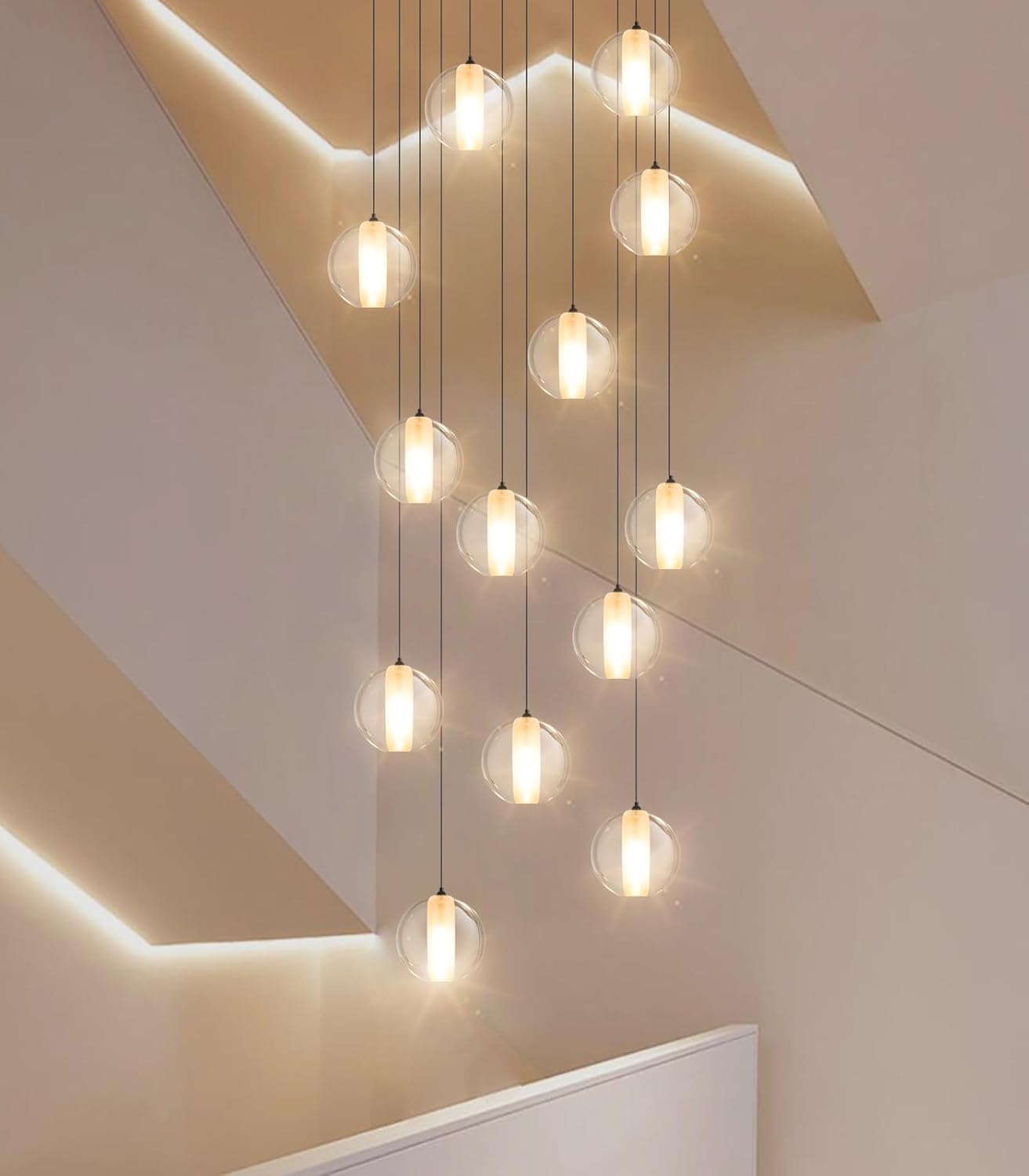 Candelabros modernos de 137 pulgadas para comedor, entrada, luces LED regulables, lámpara de techo alto para sala de estar, vestíbulo, escalera,