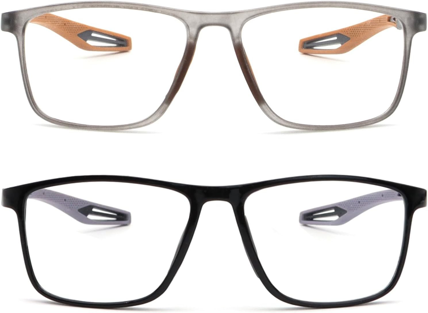 JixGien Paquete de 2 lentes de lectura para hombre, estilo deportivo, bloqueo de luz azul, lentes ligeros con filtro antideslumbrante