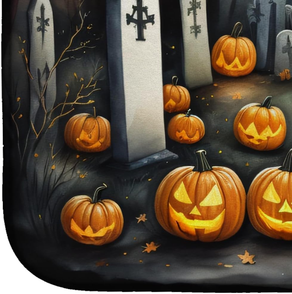 Caroline’s Treasures DAC2059DDM – Tapete absorbente para secado de platos de Halloween de Labrador Retriever, amarillo, tapete escurridor de platos