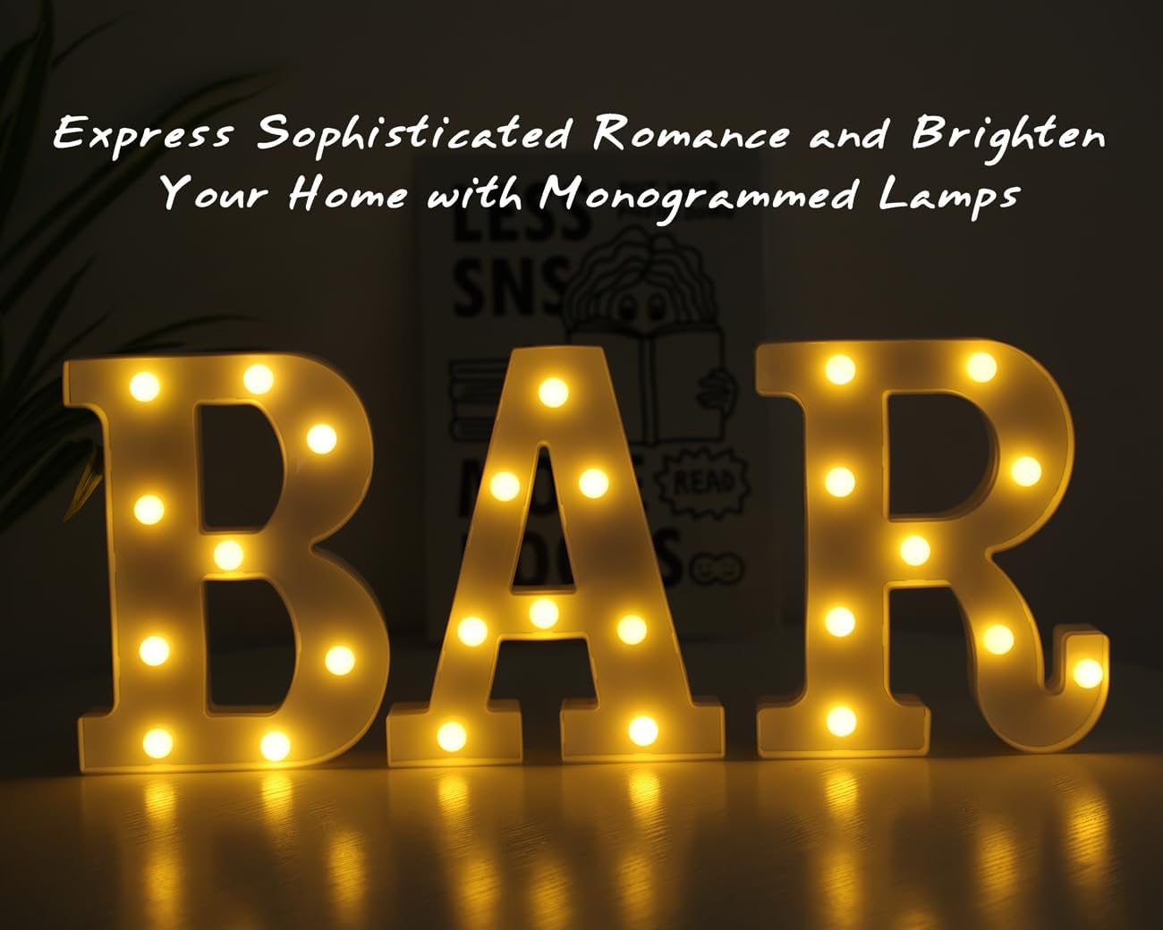 Letras iluminadas, letras LED, 26 alfabetos, letras iluminadas decorativas, a pilas, para fiestas, bares, luz nocturna, decoración del hogar (letra
