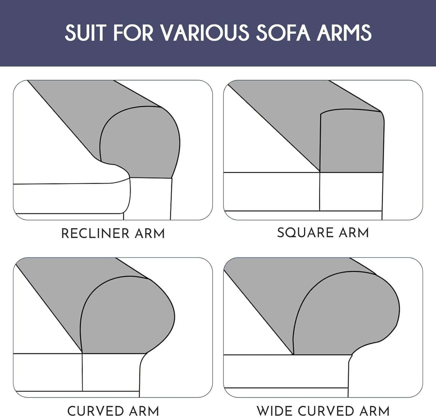 SUPVOX 2 fundas elásticas universales para reposabrazos de sofá, color gris oscuro, fundas elásticas lavables para sofá y oficina en casa, tela