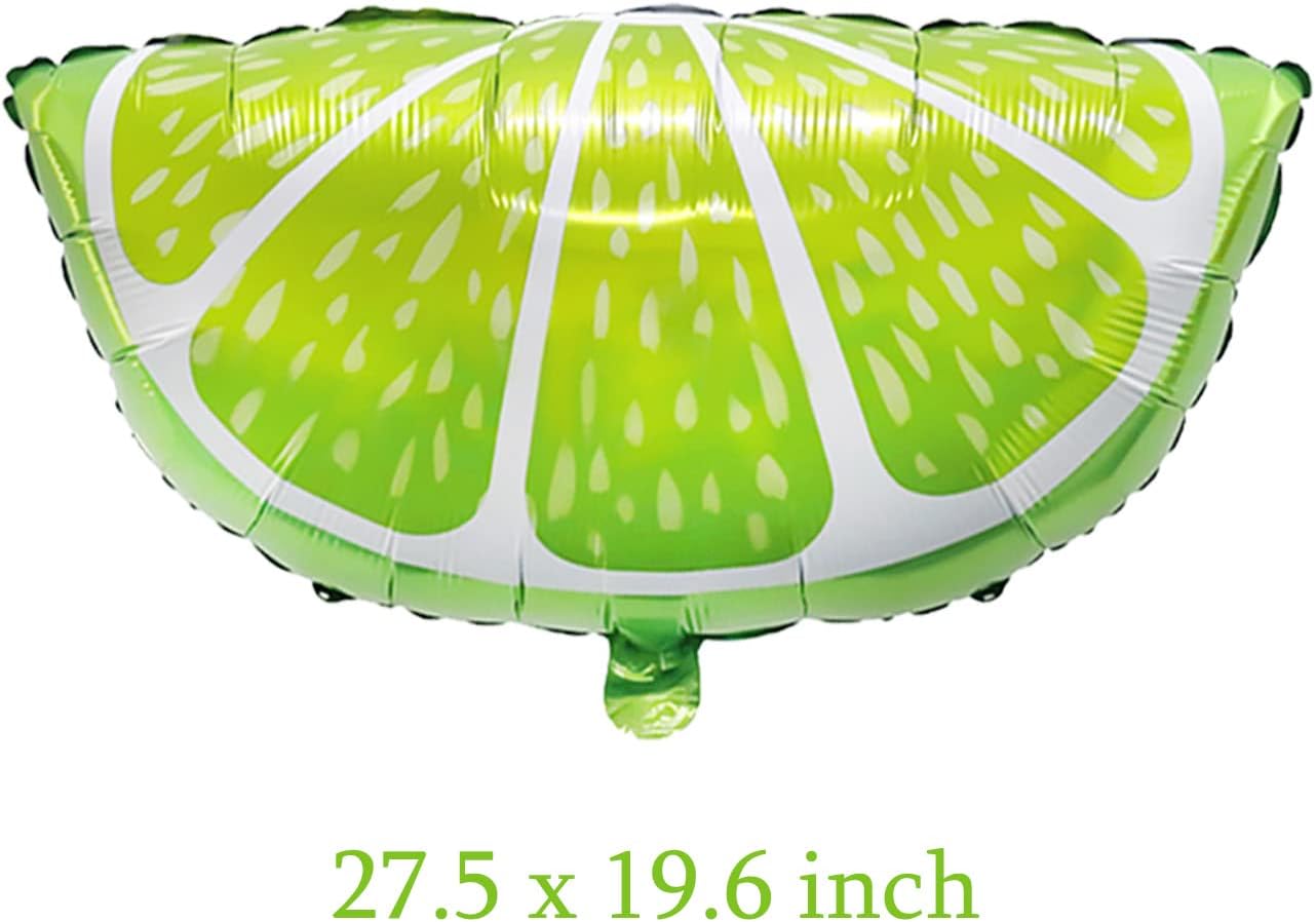 10 globos de fruta y lima, grandes frutas verdes de limón, globos redondos de Mylar de limón para verano, cosecha de Acción de Gracias, otoño,