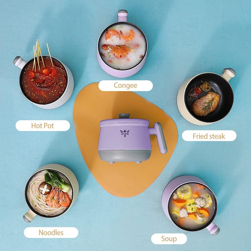 Shabu Shabu Shabu – Olla eléctrica multifunción automática inteligente de 1.8 L, mini olla antiadherente con control multipotencia, cocina eléctrica