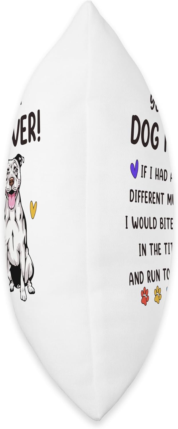 Best Dog Mom Ever Funny White Pitbull Owner Mama Mother’s Day – Almohada de 16 x 16 pulgadas, multicolor