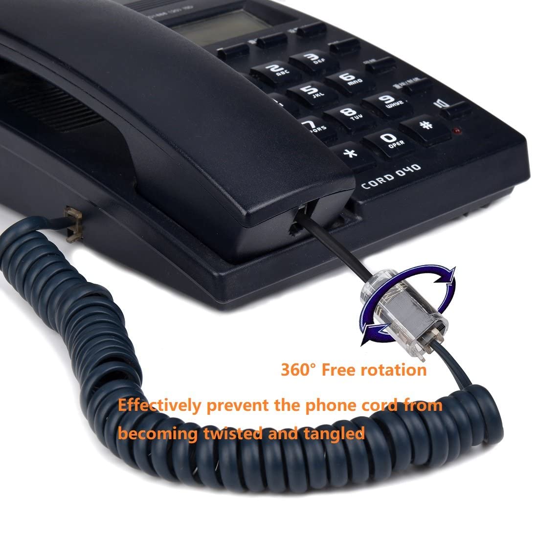 YIENFBEV Desenredador de cable telefónico, desenredador de cable telefónico, paquete de 6 cables giratorios de 360 grados, cable giratorio para