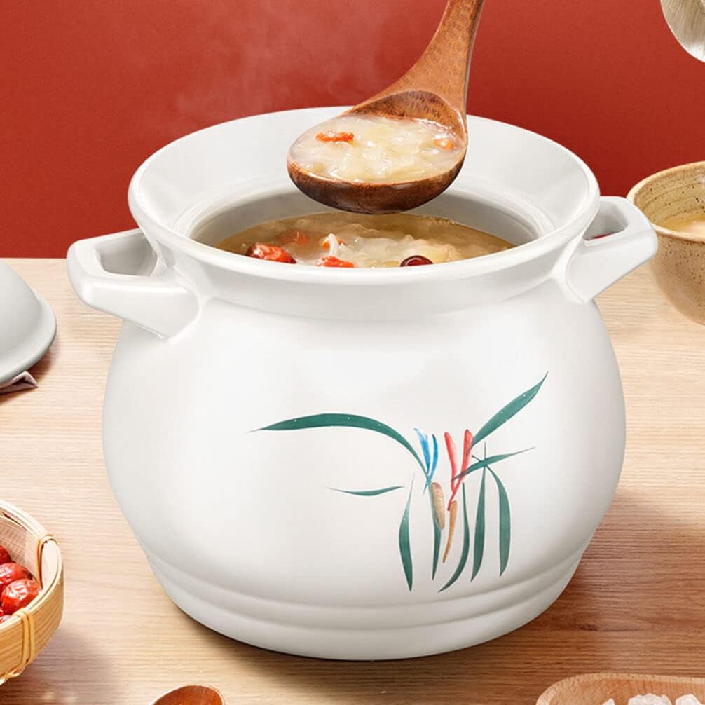 Hemoton Horno de estufa Olla de cerámica para estofado Olla de sopa, cazuela, olla de horno, olla de barro, olla de barro, utensilios de cocina de