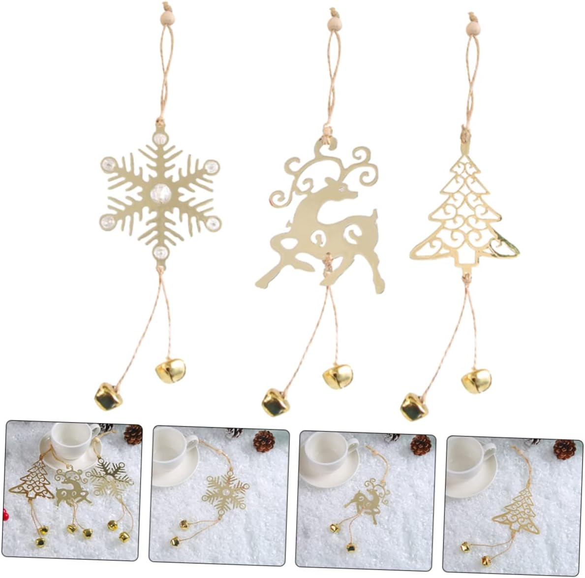 3 adornos de Navidad, adornos de metal, decoración de Navidad, decoración del hogar, árbol de Navidad, letrero colgante de deseo, adornos colgantes