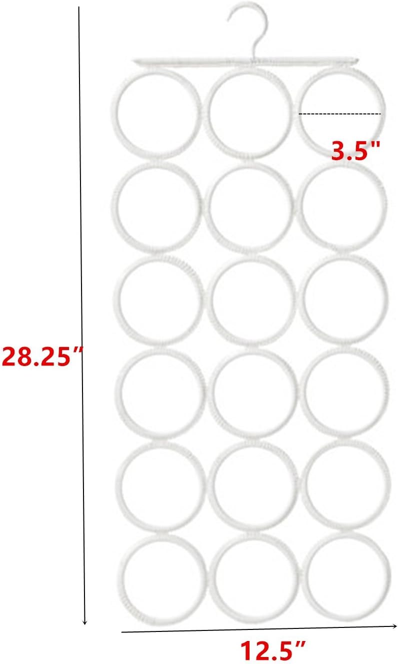 Perchas para anillos de bufanda, perchas para bufandas, corbatas, organizadores de 28.25 pulgadas, organizador de armario, colgador de ahorro de
