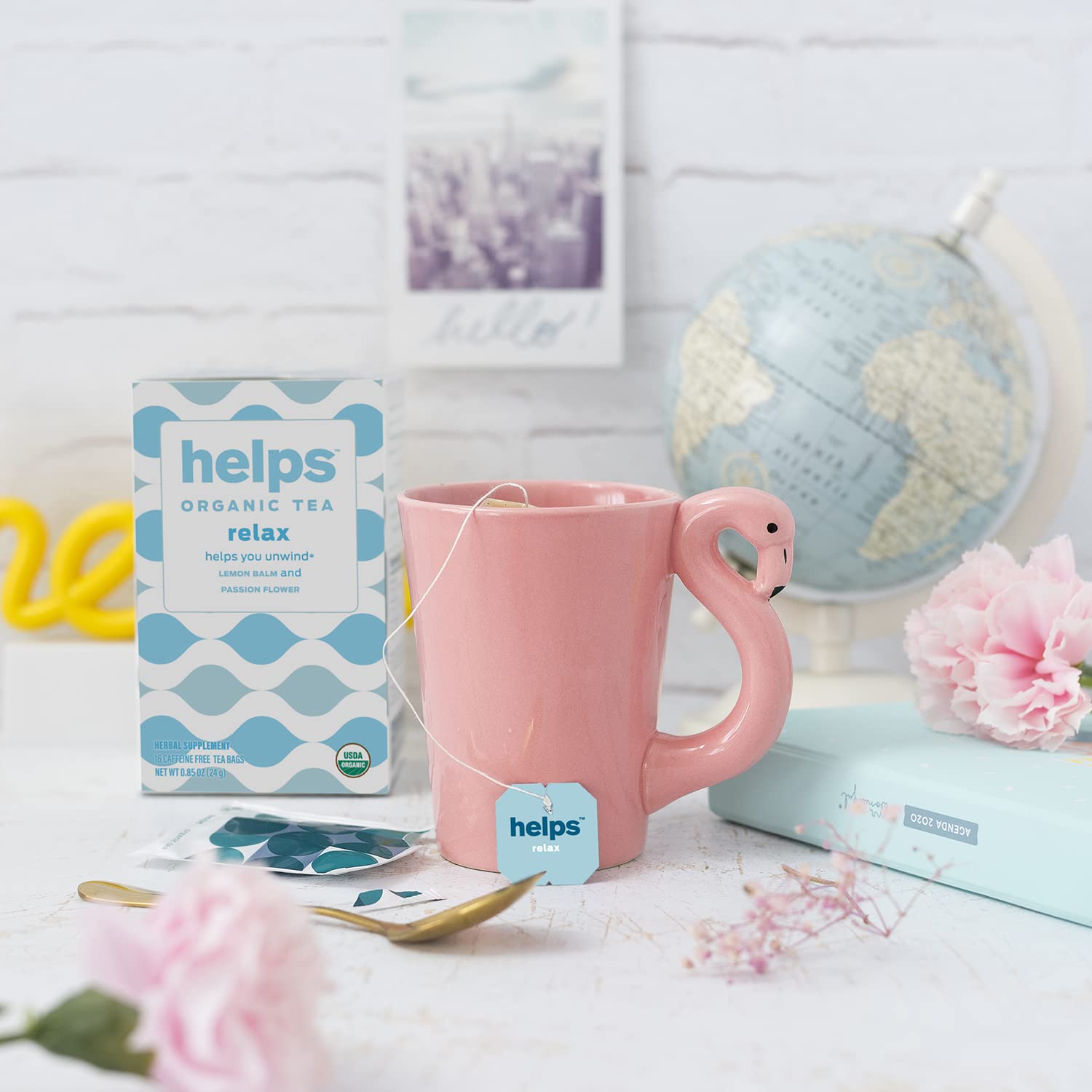 Ayuda a los tés  Ayuda a relajar el té  Relajante mezcla de hierbas orgánicas de bálsamo de limón y pasiflor. Combate la ansiedad para descansar