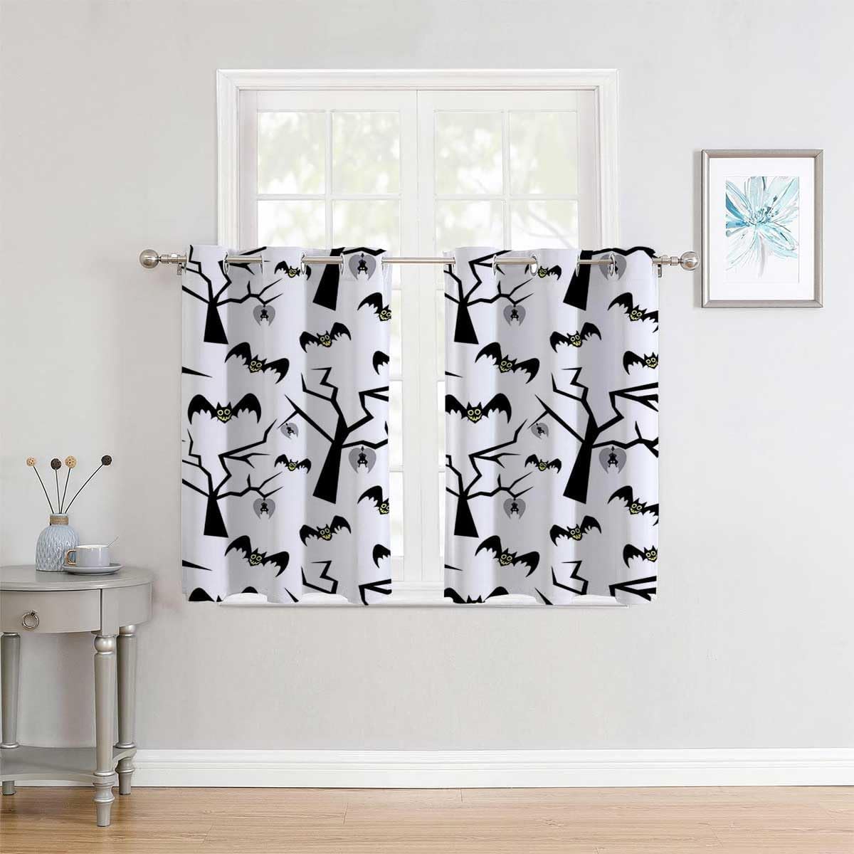 YANFENQI Cortinas para Habitacion Cortinas para Habitacion – Cortina divisora concisa con líneas blancas y negras, 55 pulgadas de ancho por 72