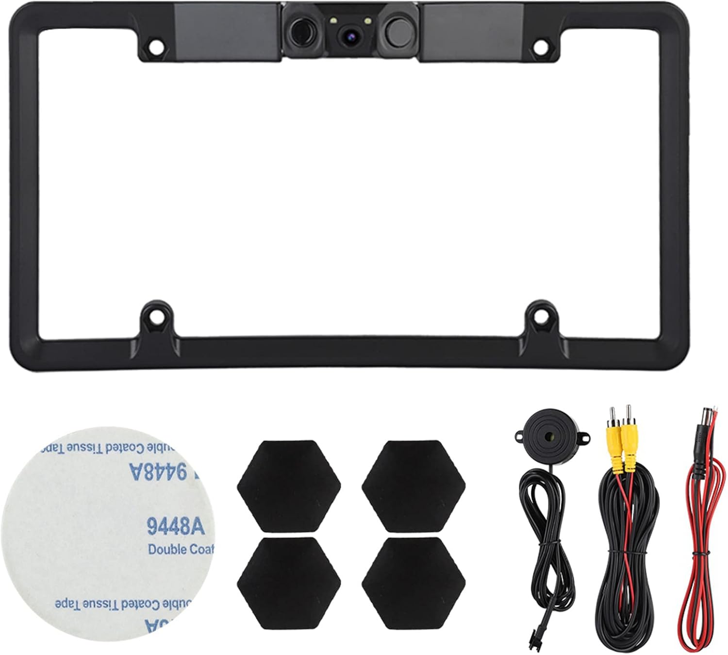 Kit de sensor de respaldo de cámara de copia de seguridad 3 en 1 Marco de matrícula de coche Sensor de estacionamiento radar retrovisor cámara de