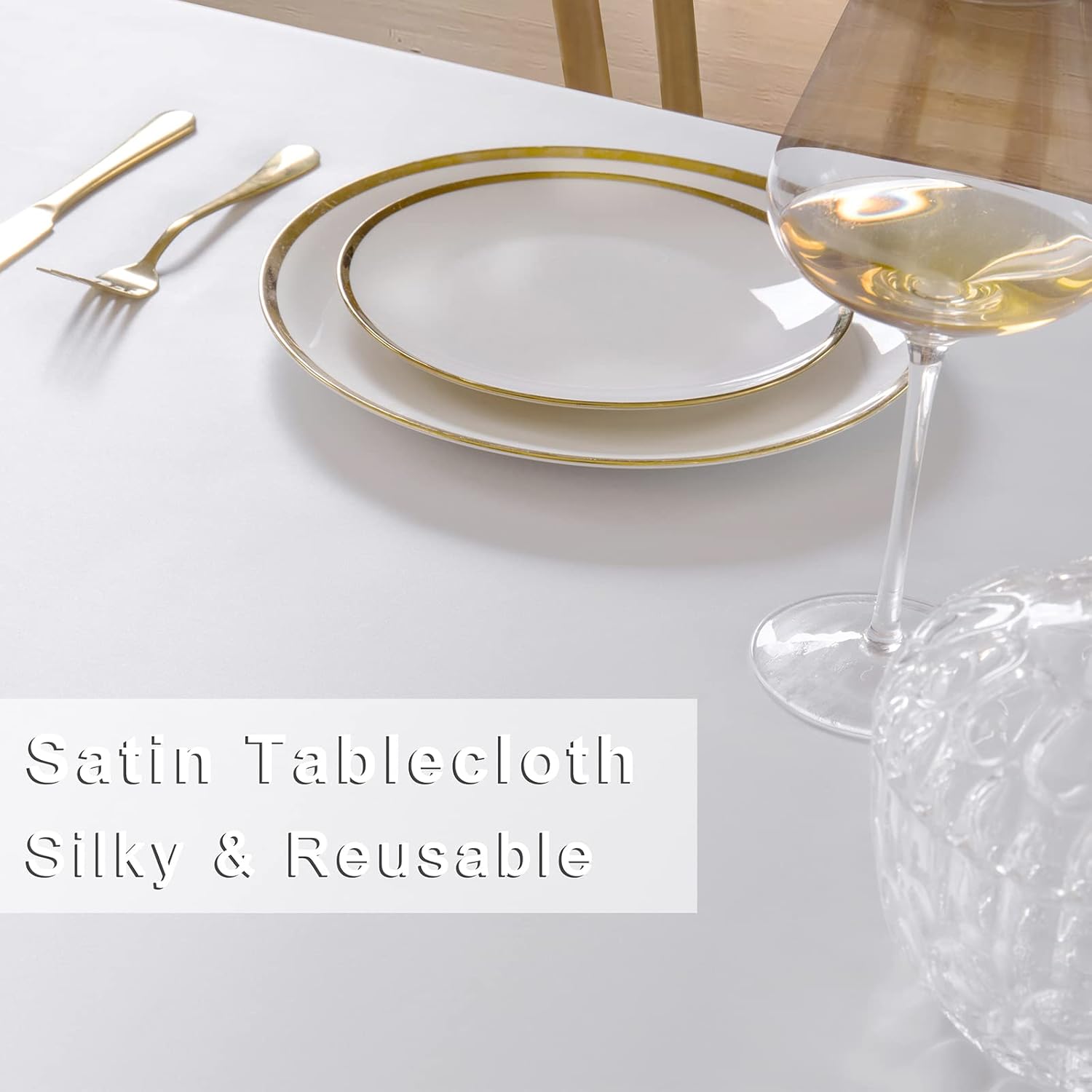 Paquete de 6 manteles rectangulares de satén blanco de 60 x 102 pulgadas, manteles de satén de seda brillante, decoración de mesa suave para bodas,