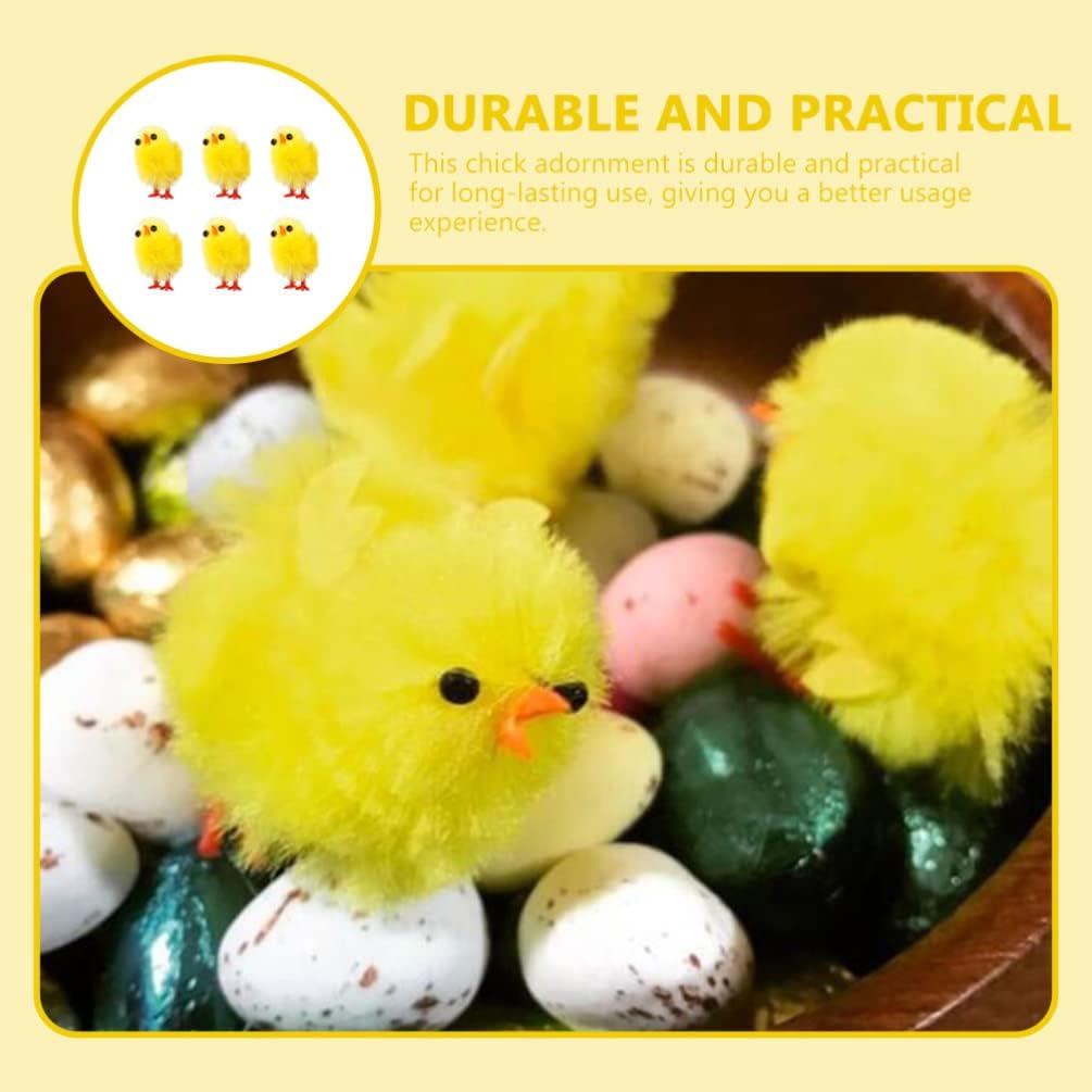 Pollo de peluche de plástico Mini felpa de pollitos de Pascua peludos de pollitos de bebé, figura miniatura de animales de granja, decoración de