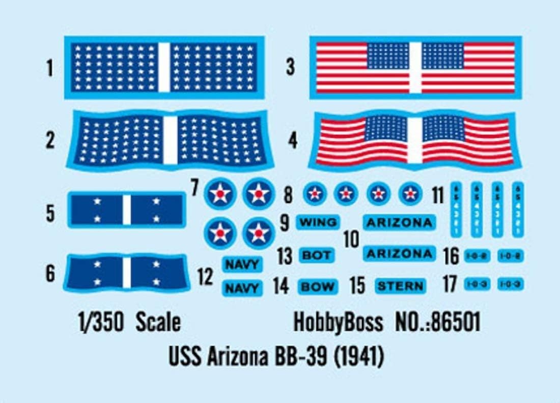 Hobby Boss HY86501 USS Arizona BB-39 Kit de construcción de modelo de barco