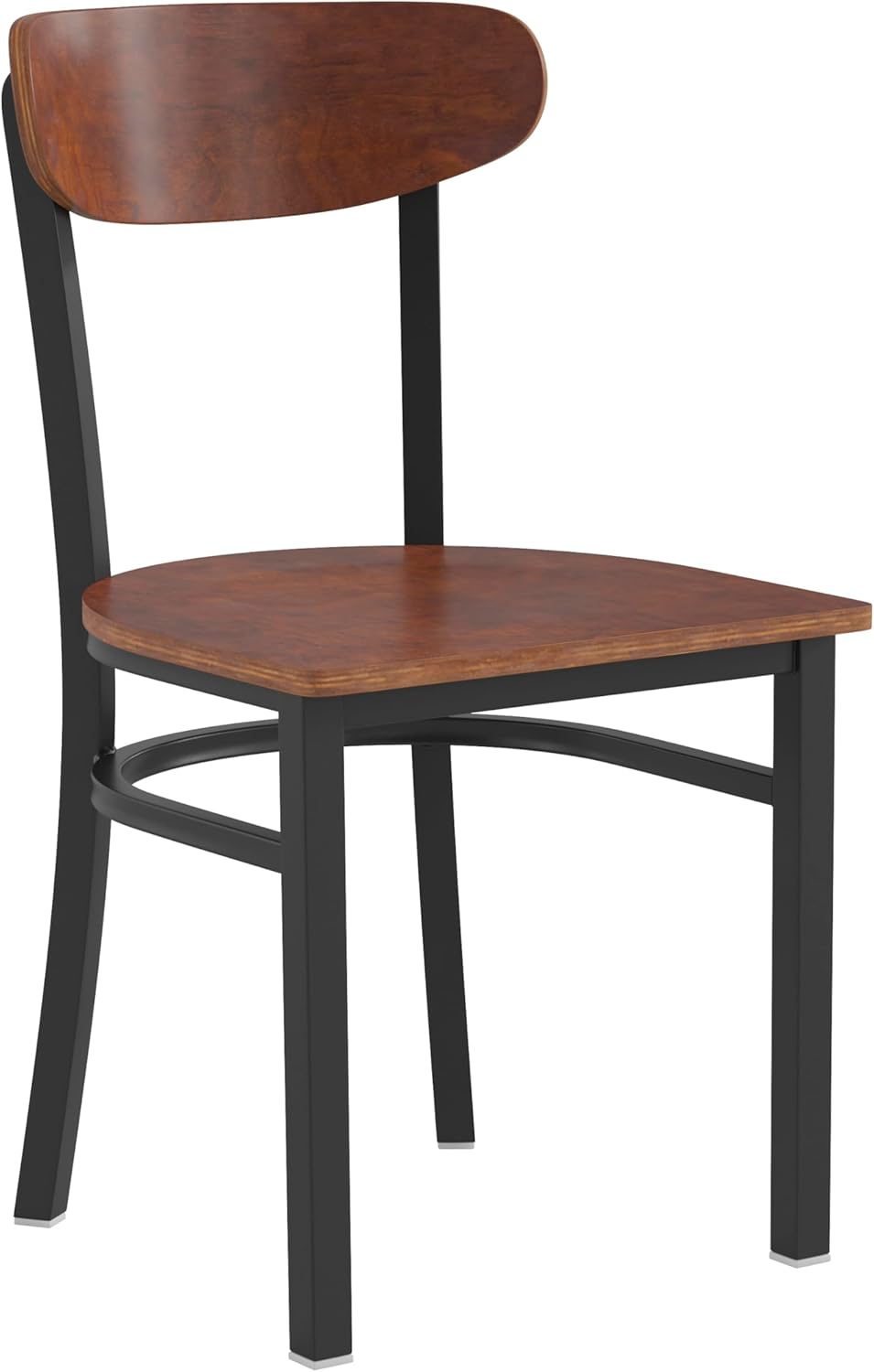 Flash Furniture Wright – Silla de comedor de grado comercial, asiento de madera maciza con acabado de nogal y respaldo de boomerang, 500 libras de