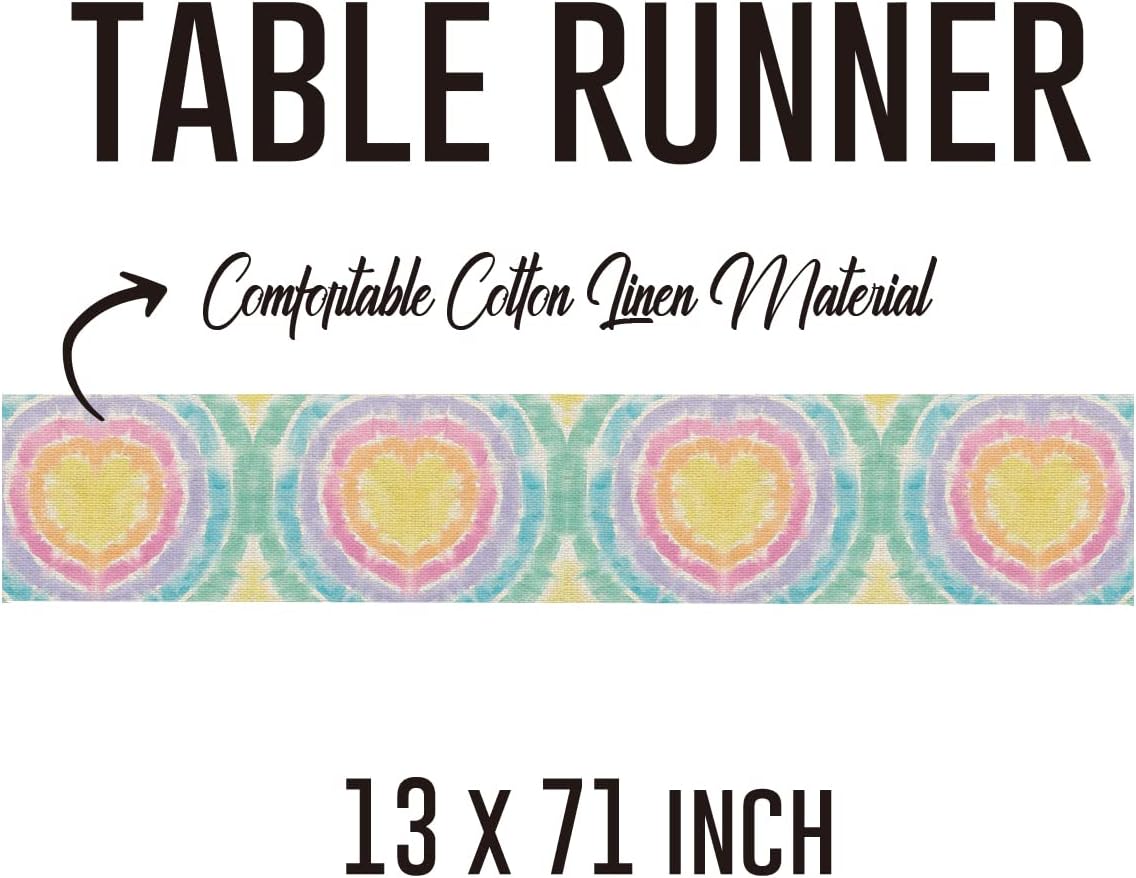 zcyxuuw Camino de mesa colorido teñido anudado arcoíris, decoración de mesa de cocina, comedor, bonitos caminos de mesa para interiores y