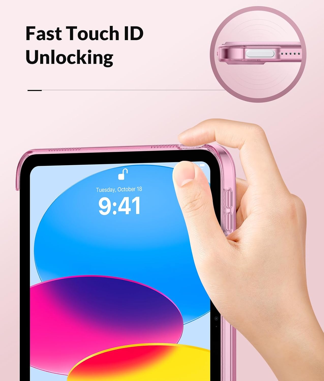 MoKo Funda para iPad de 10 generación 2022, iPad 10.9 con cubierta trasera de TPU suave translúcido esmerilado, funda delgada con función de