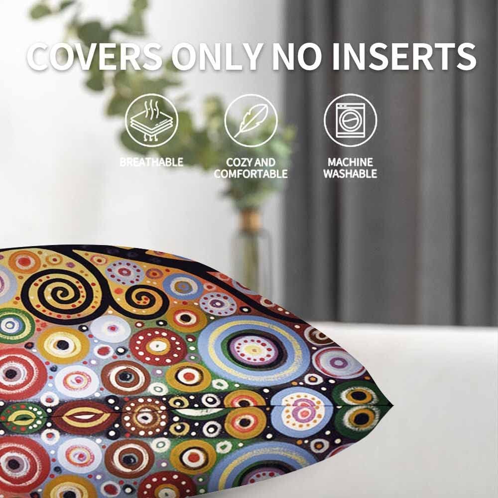 Beabes Juego de 2 fundas de almohada cuadradas y suaves con diseño de árbol de la vida, diseño de círculos coloridos y puntos para sofá, cama,
