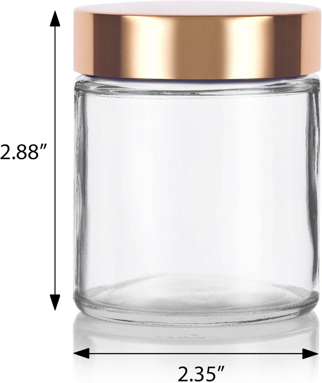 Tarro recto de vidrio transparente de 4 oz  4.1 fl oz con tapa de metal dorado (paquete de 6)