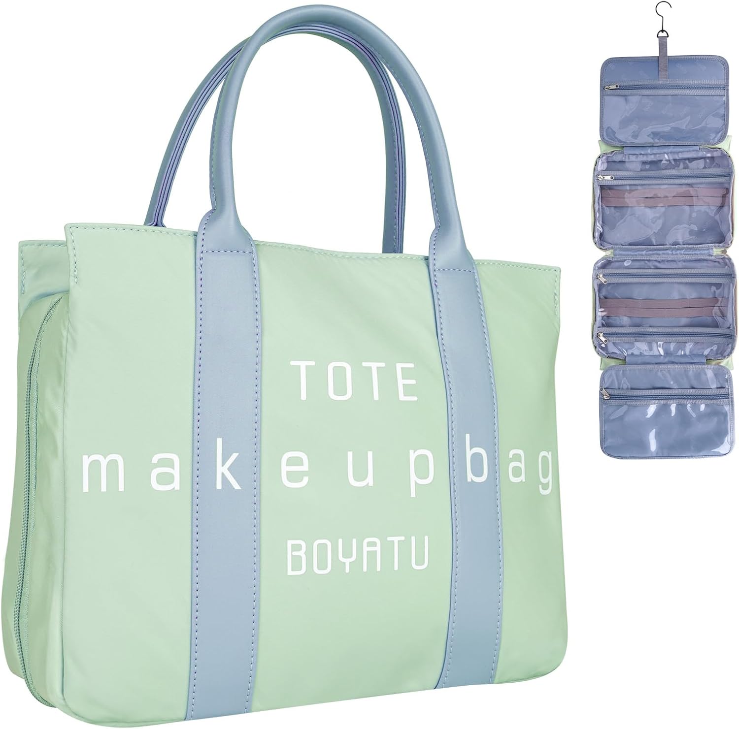 Neceser de viaje para mujer organizador de artículos de tocador colgantes, bolsa de cosméticos con gancho para colgar, organizador de maquillaje